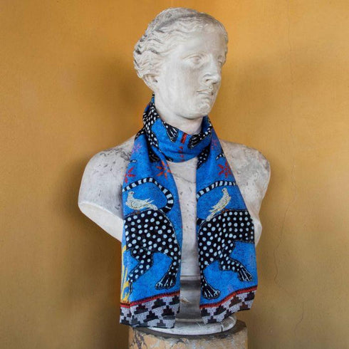 Ocelot cashmere scarf blue